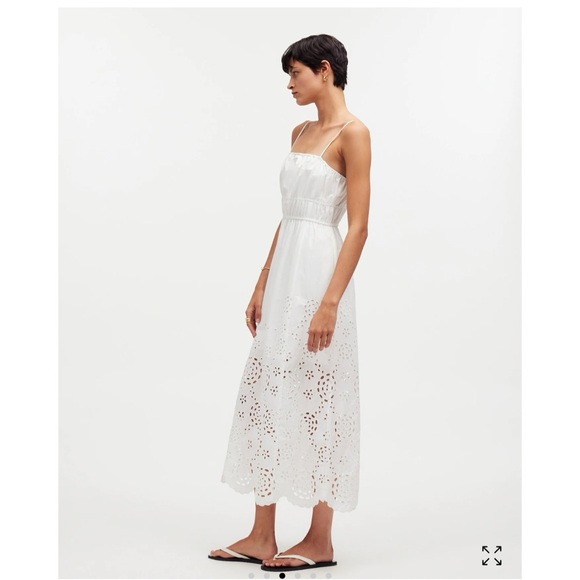 NWT Madewell Embroidered Tank Midi Dress in Poplin White 6 - Picture 2 of 12